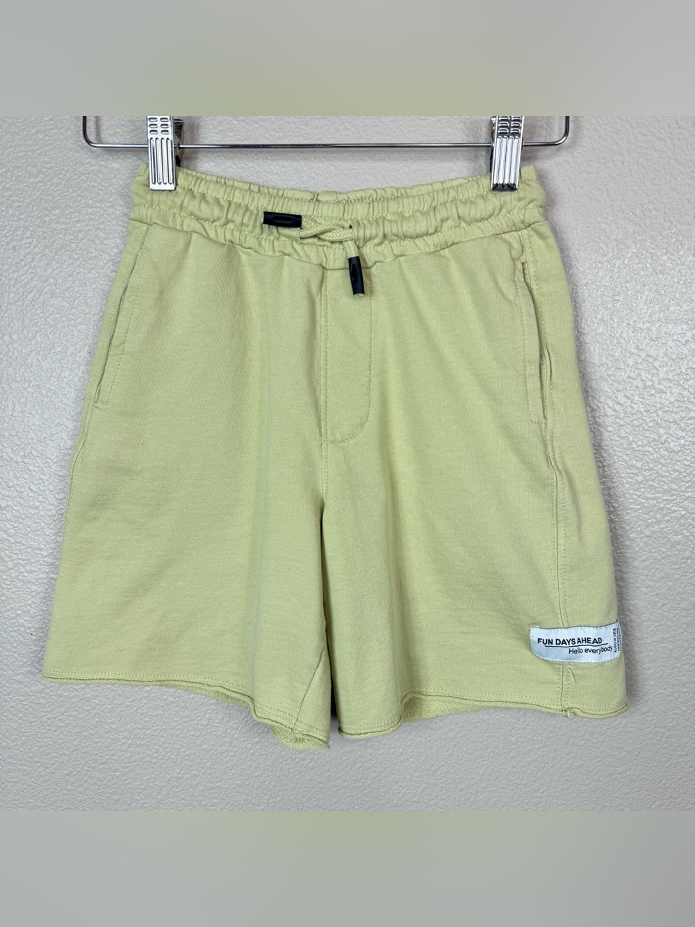 Zara “Fun Days Ahead” Terry cotton Shorts Green 7 Years EUC C